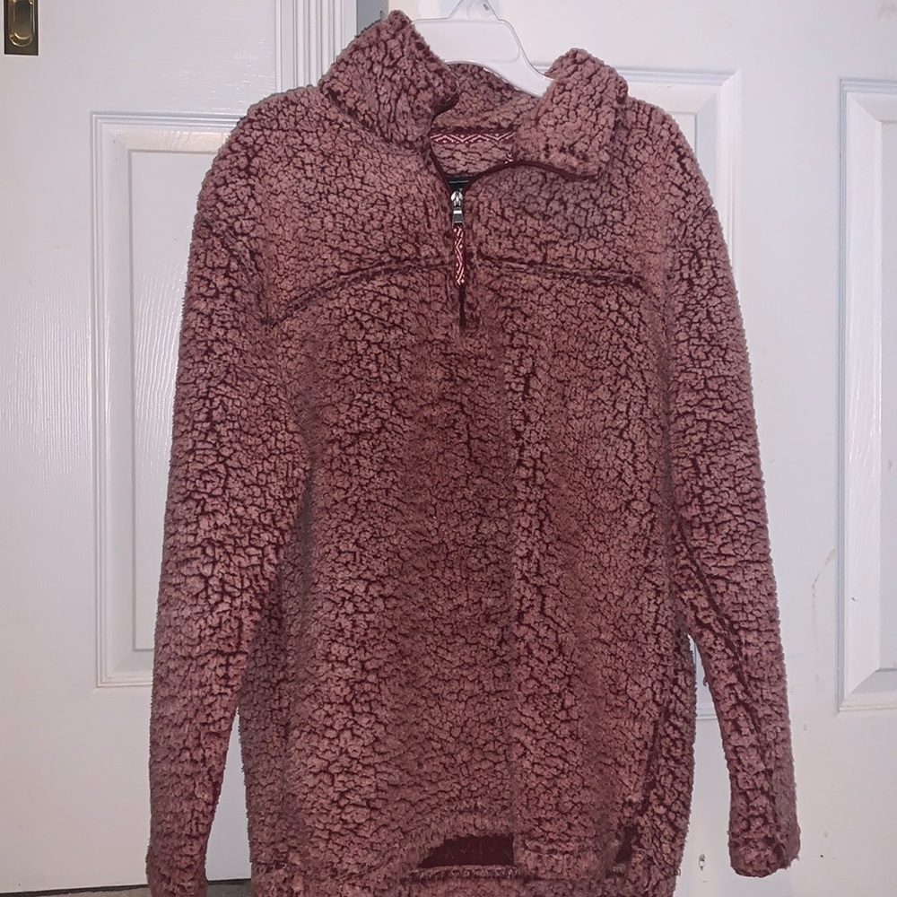 pink sherpa quarter zip